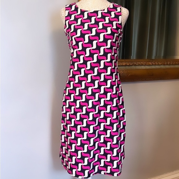 JUDE CONNALLY Sleeveless Sheath Mini “Beth Dress” in Pink, Navy & White Size XS - Picture 1 of 8